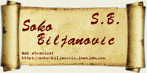 Soko Biljanović vizit kartica